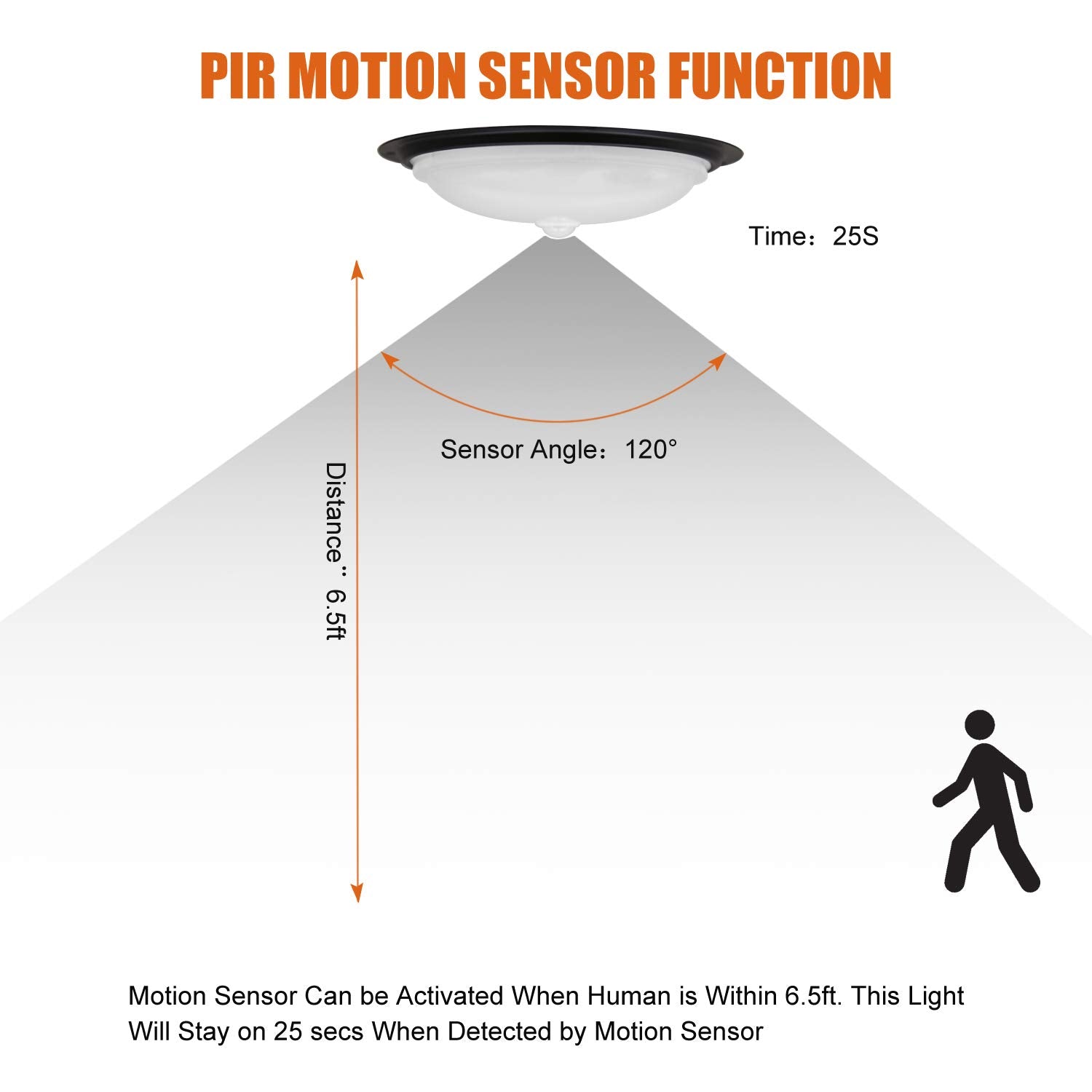 Facon 12V 8'' Rv Porch Light Scare Light Security Light - Ceiling/Wall Light Use In Door&Out Door, With Pir Motion Sensor Function - Water Proof Ip 66