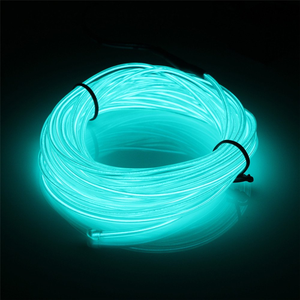 Jiguoor El Wire Battery Pack 16.4Ft / 5M Bright Neon Light Strip 360° Illumination Neon Tube Rope Lights For Diy, Festival, Party Decoration, Pub, Halloween, Chrismas (16.4Ft / 5M, Light Green)