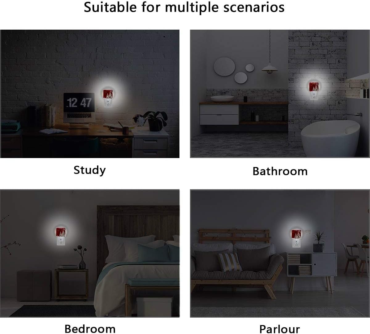 Christmas Tree Plug-In Night Light,Poinsettia Winter Snowflakes Auto Dusk To Dawn Sensor Nightlights Plug Into Wall,Energy Effic