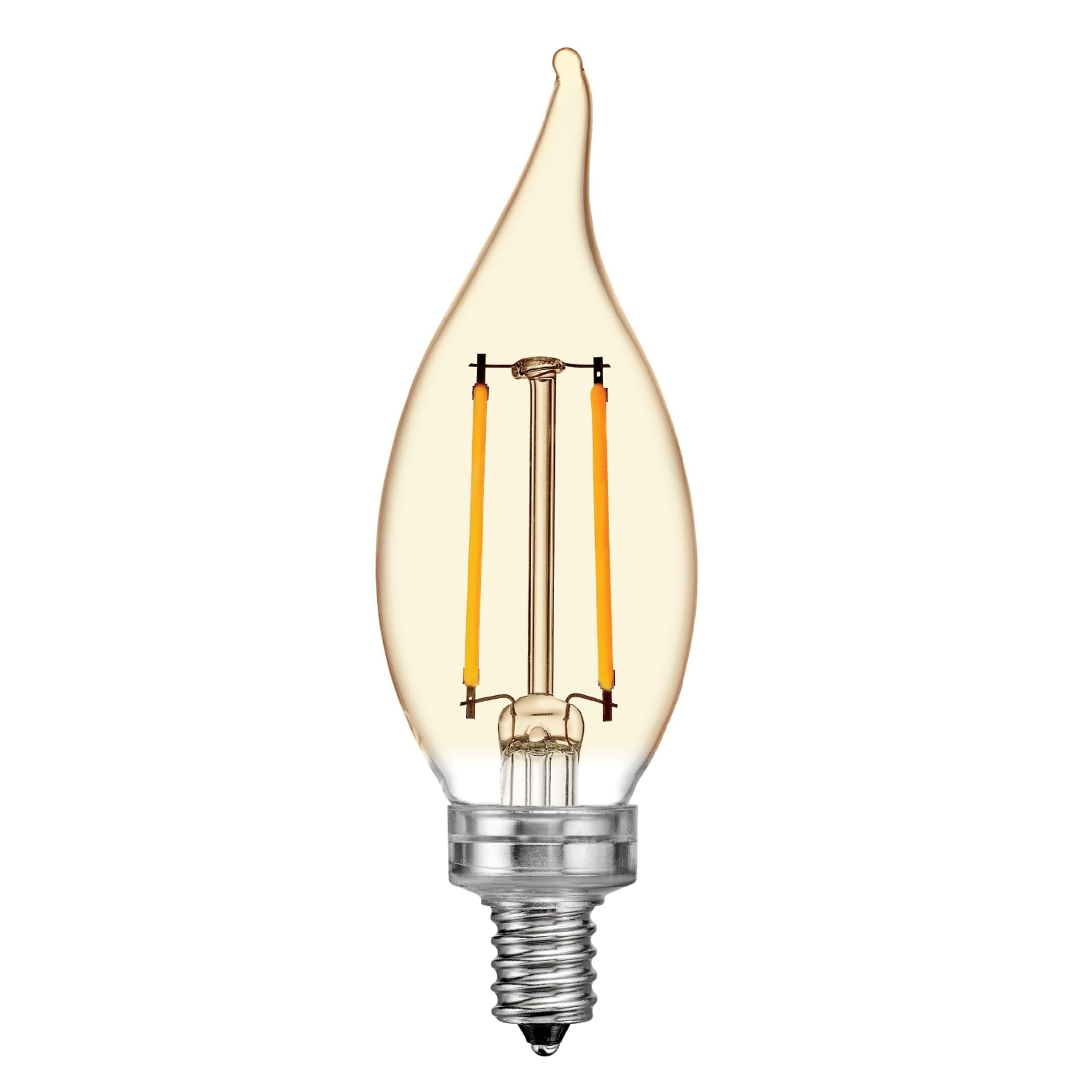 GE Vintage Style LED Light Bulbs, 40W Amber Finish, Small Base, Decorative Glass Candle Light, Model 36764