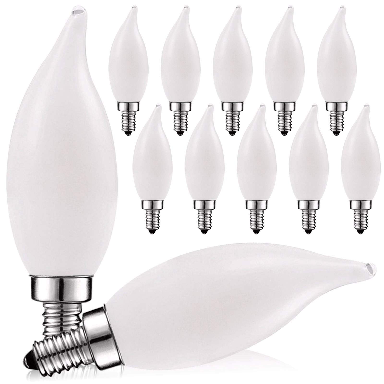 LUXRITE 4W Dimmable E12 LED Bulbs, 2700K Warm White, Glass, 360 Lumens, 12 Pack, Model LR21553-12