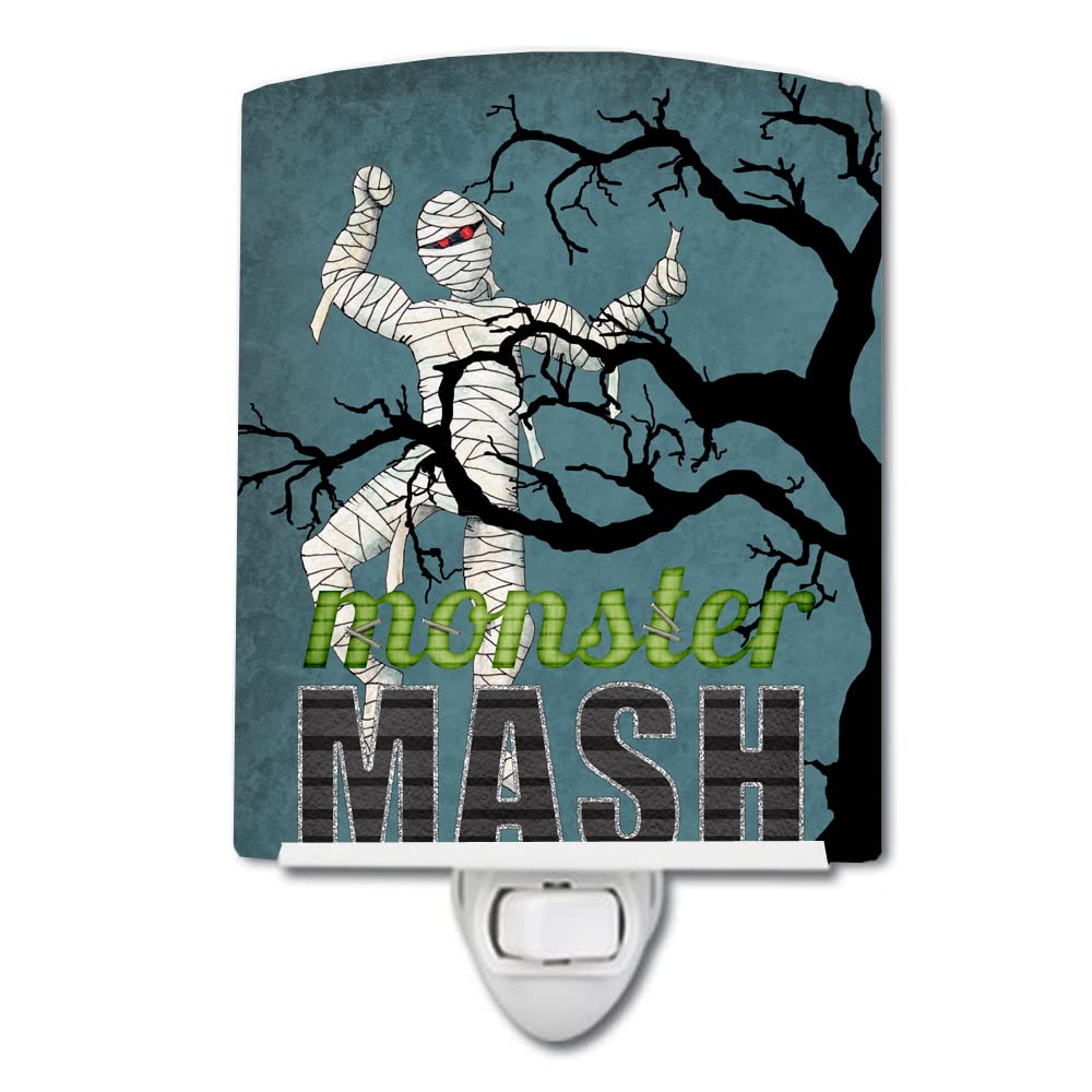 Carolines Treasures Ceramic Night Light, Monster Mash with Mummy Halloween, 6x4x3in, Model SB3019CNL, UL-Certified, Multicolor