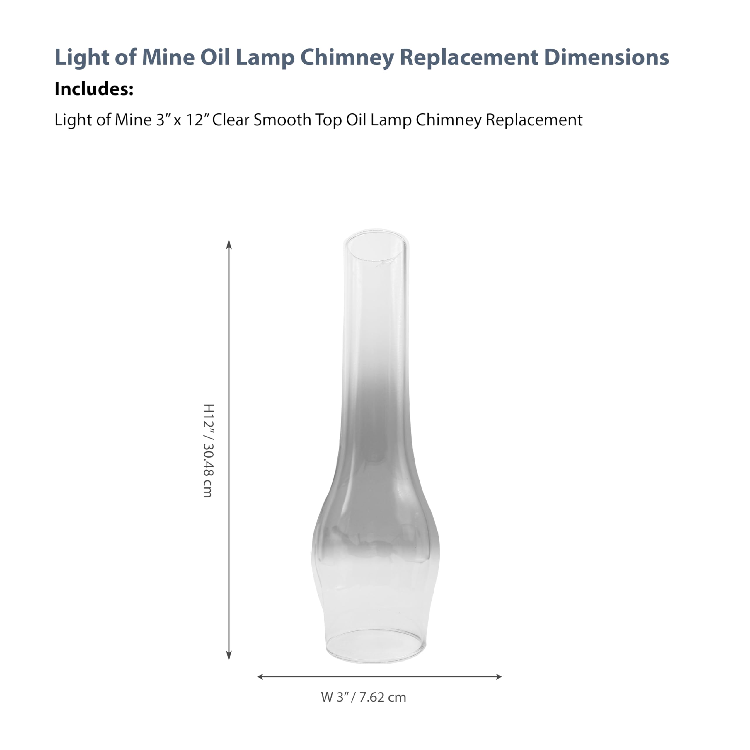 Light Of Mine - 3'' X 12'' Oil Lamp Replacement Chimney (3'' X 12'')