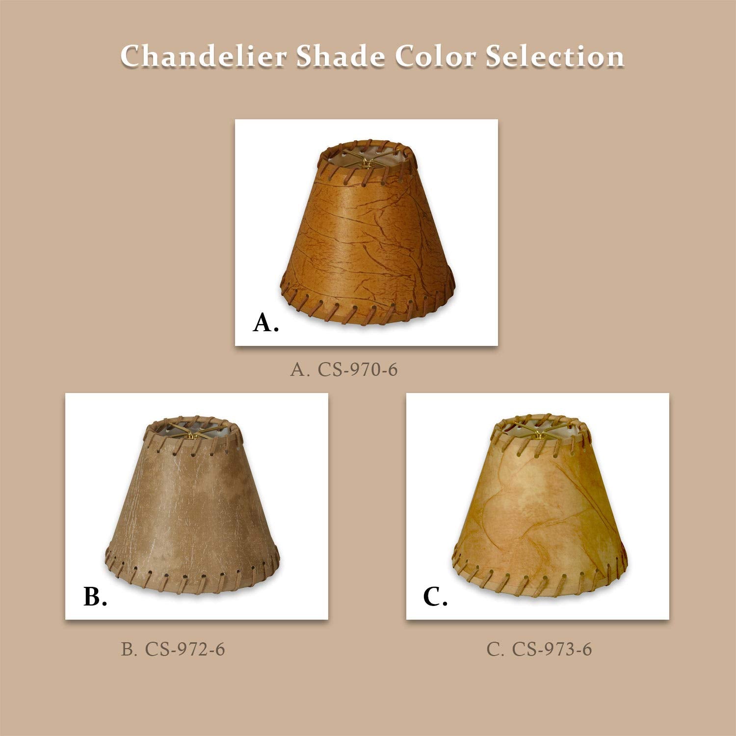 Royal Designs, Inc. Round Faux Leather Chandelier Shade CS-970-6, Dark Brown, 3" x 6" x 5"