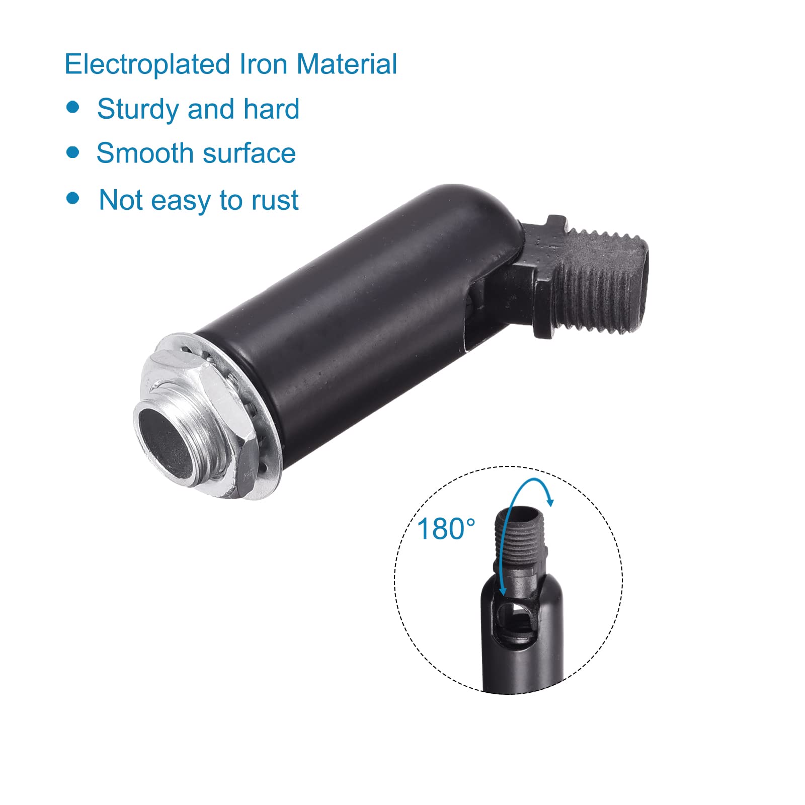 Meccanixity Sloped Ceiling Adapter 180 Degree Swivel M10 Thread, For Chandelier Ceiling Pendant Light, Black Pack Of 2