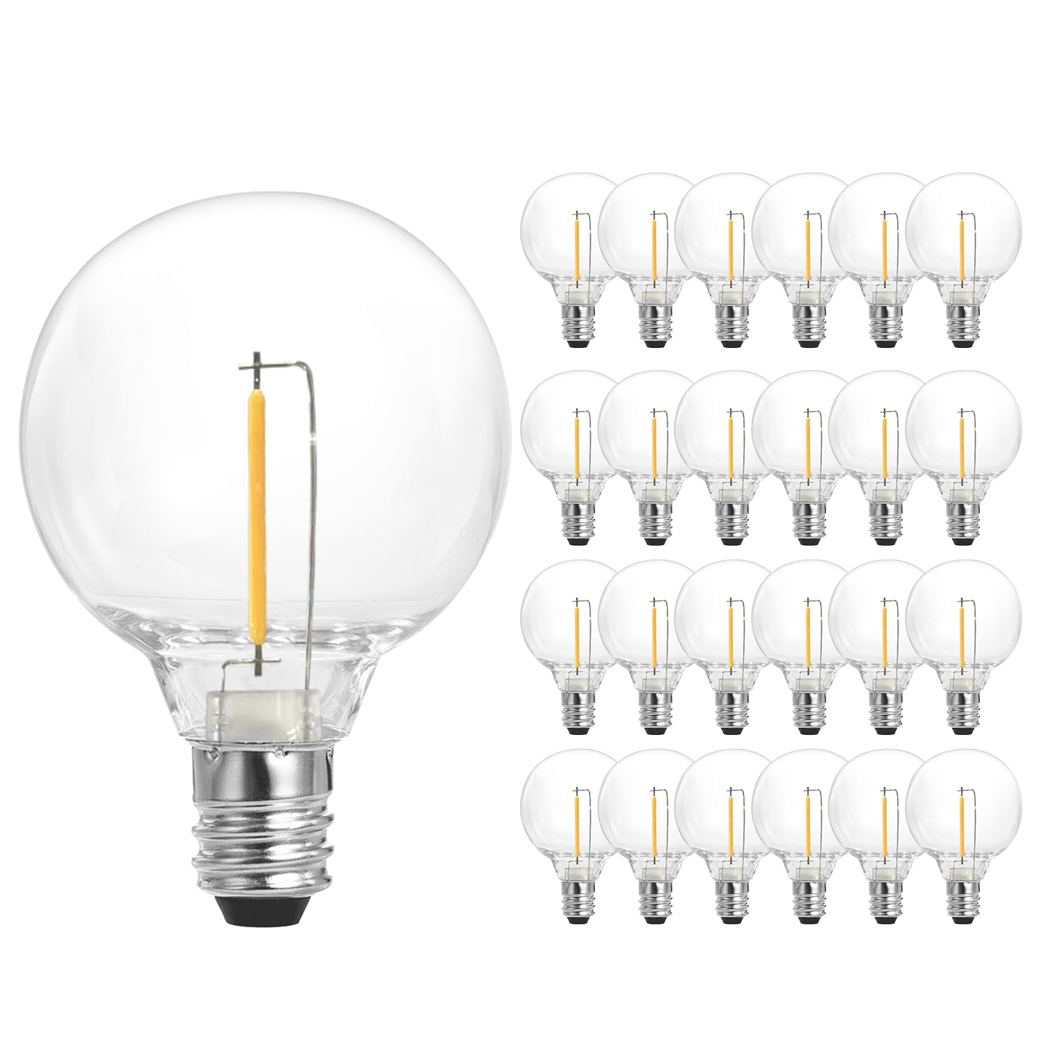 SUNTHIN 25 Pack G40 LED Bulbs, 1W LED Bulbs with E12 Base, 5 Watt Incandescent Bulbs Equivalent, Warm White 2700K, Replacement B