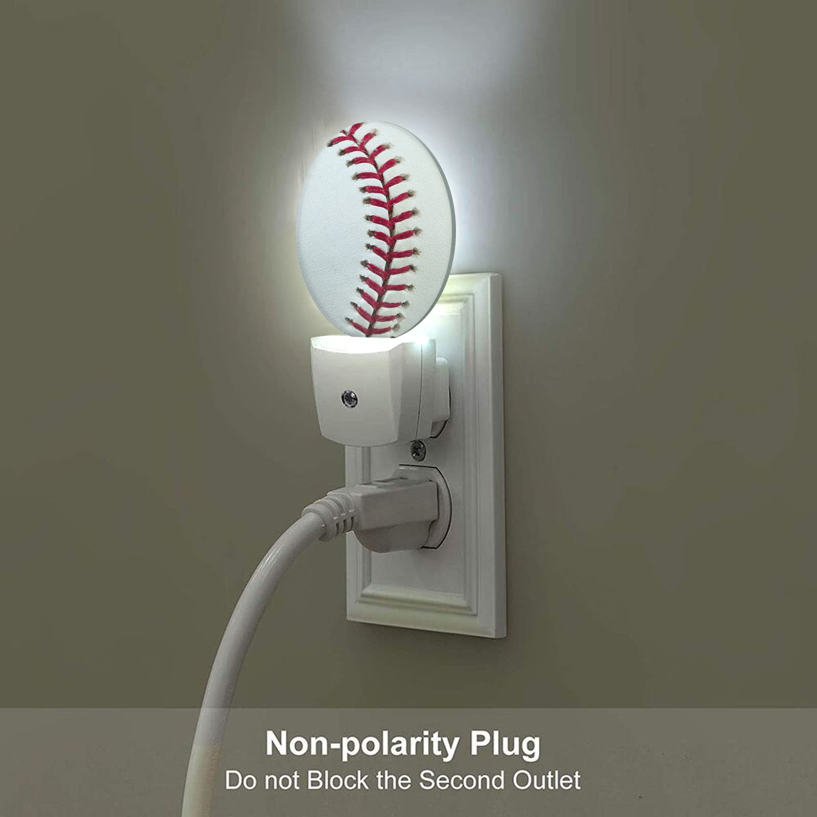 Axayaz Baseball Stitching Led Night Light Ball Game Sports American Dusk To Dawn Round Lamp Auto Sensor For Bathroom Hallway Living Room