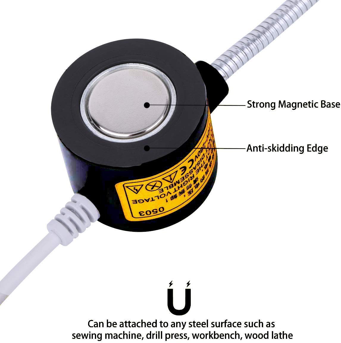 EVISWIY Sewing Machine Light LED Lighting (30LEDs) 6 Watt Multifunctional Flexible Gooseneck Arm Work Lamp with Magnetic Mountin