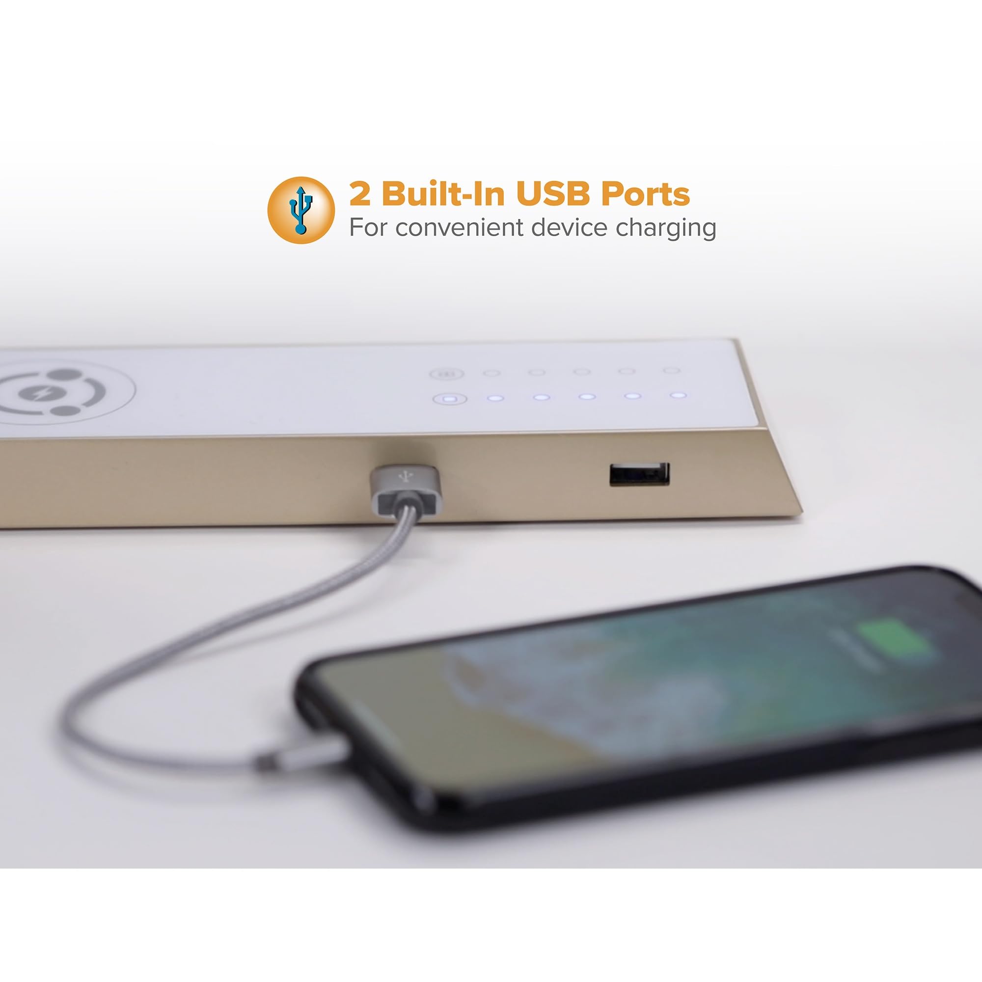 Bostitch Office Dimmable Gold Desk Lamp With Wireless Charging, Usb Ports, Adjustable Brightness, Triangle Shape (Vled1825Gold-Bos)