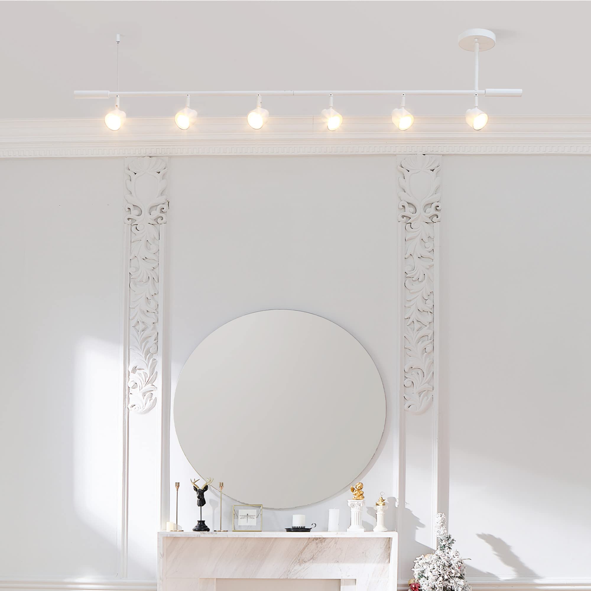 Globe Electric 6-Light Track Lighting Kit, Matte White, Adjustable Height, Model 64000054, LED Compatible, Ideal for Kitchen or Living Room