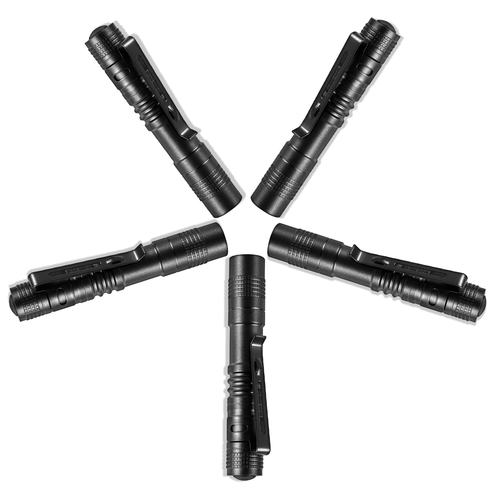 Cussity 5PCS LED Pen Flashlight, Mini Clip Pocket Torch, Aluminum, 3.7 Inch, Ideal for Nurses, Camping, Emergency Use
