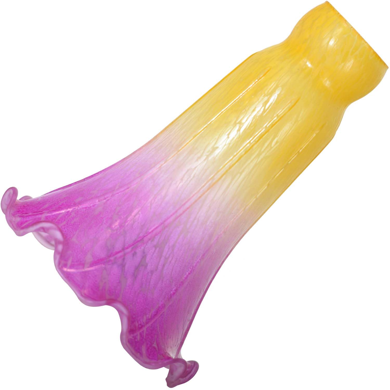 Bieye LS13 Lily Flower Blown Glass Lampshade (Yellow Purple, Opening I.D. 1.26'' x O.D. 1.5'')