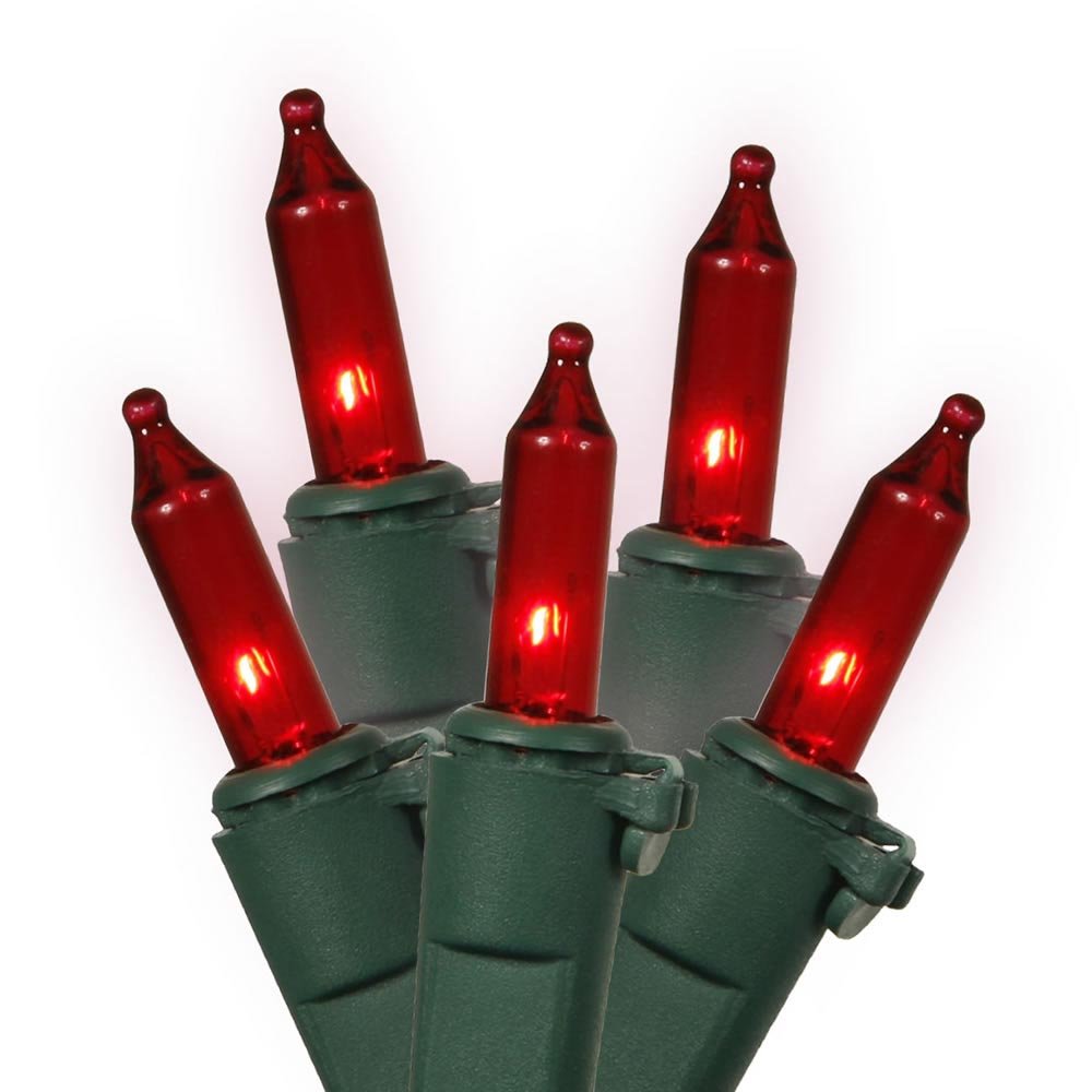 Vickerman 100 Light Icicle Light Set Red Mini-Lights on Green Wire W6G4303