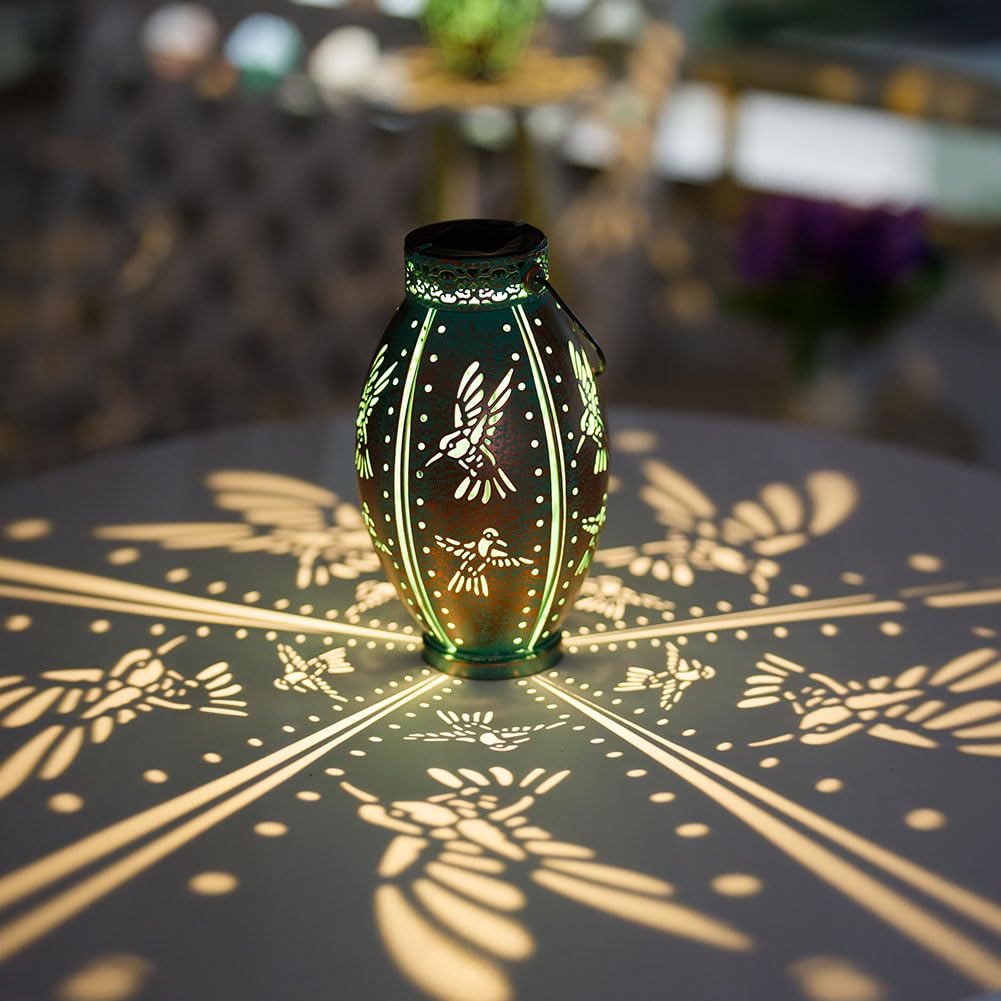 Sunnygarden 2 Pack Solar Lanterns Outdoor Waterproof Decorative Hummingbird Solar Lantern Lights Hanging For Outside Patio Tableto Garden Yard Lawn Decor, Gifts For Mom Grandma Woman