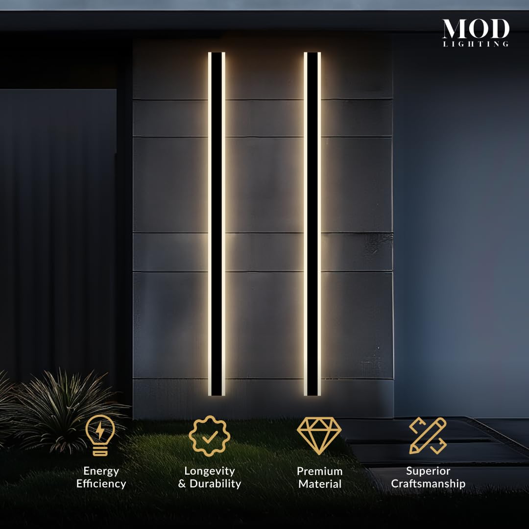 ?????? ???????????????? Haylen | Waterproof Outdoor Wall Light, Led Dimmable With Remote 3000K-6000K, Long Outdoor Porch Lights, Wired Lighting Fixture, Patio Exterior Wall Sconce, 1-Pack (Black, 79")