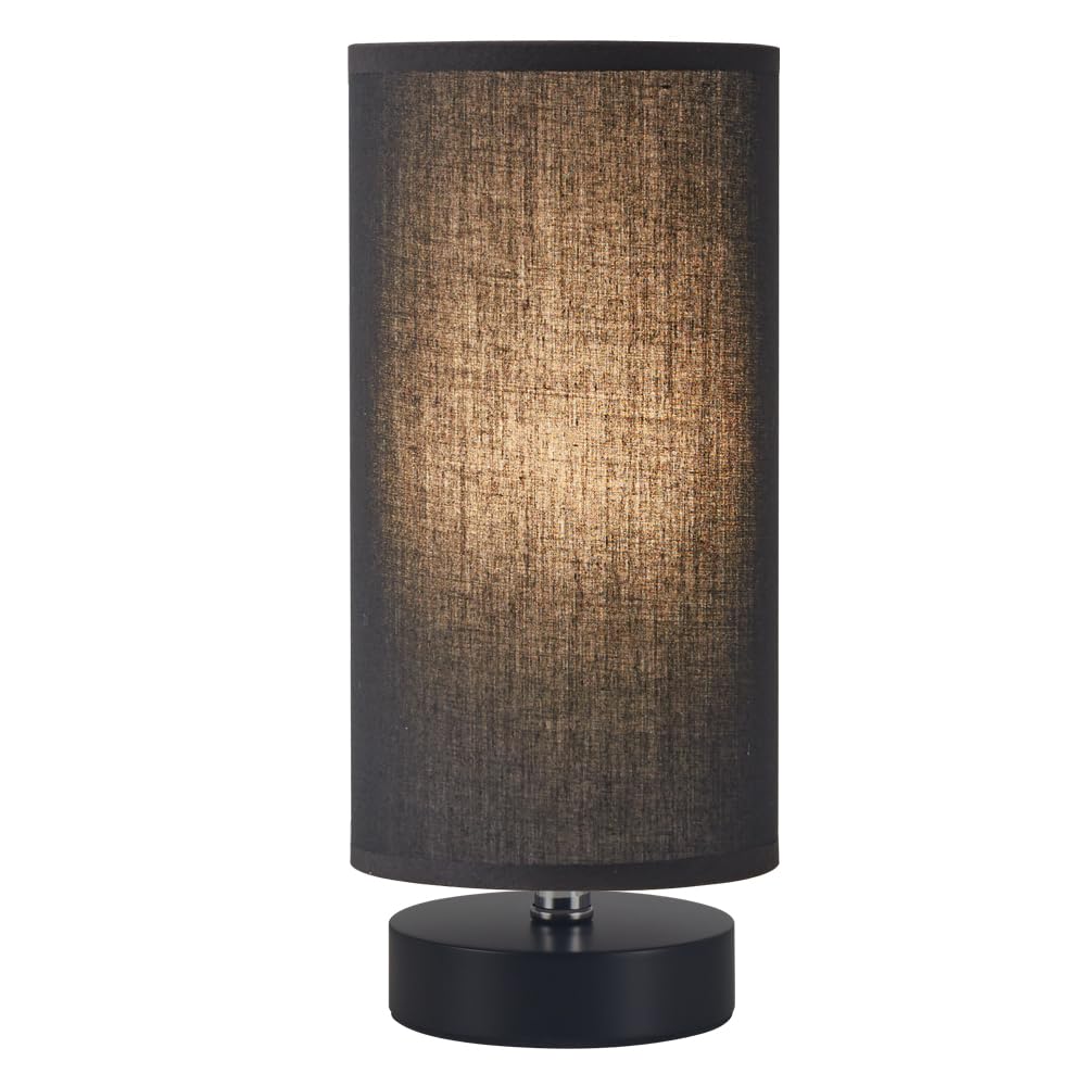 lifeholder Table Lamp, Bedside Nightstand Lamp, Simple Desk Lamp, Cylinder Table Lamp for Bedroom Living Room Office Study, Blac