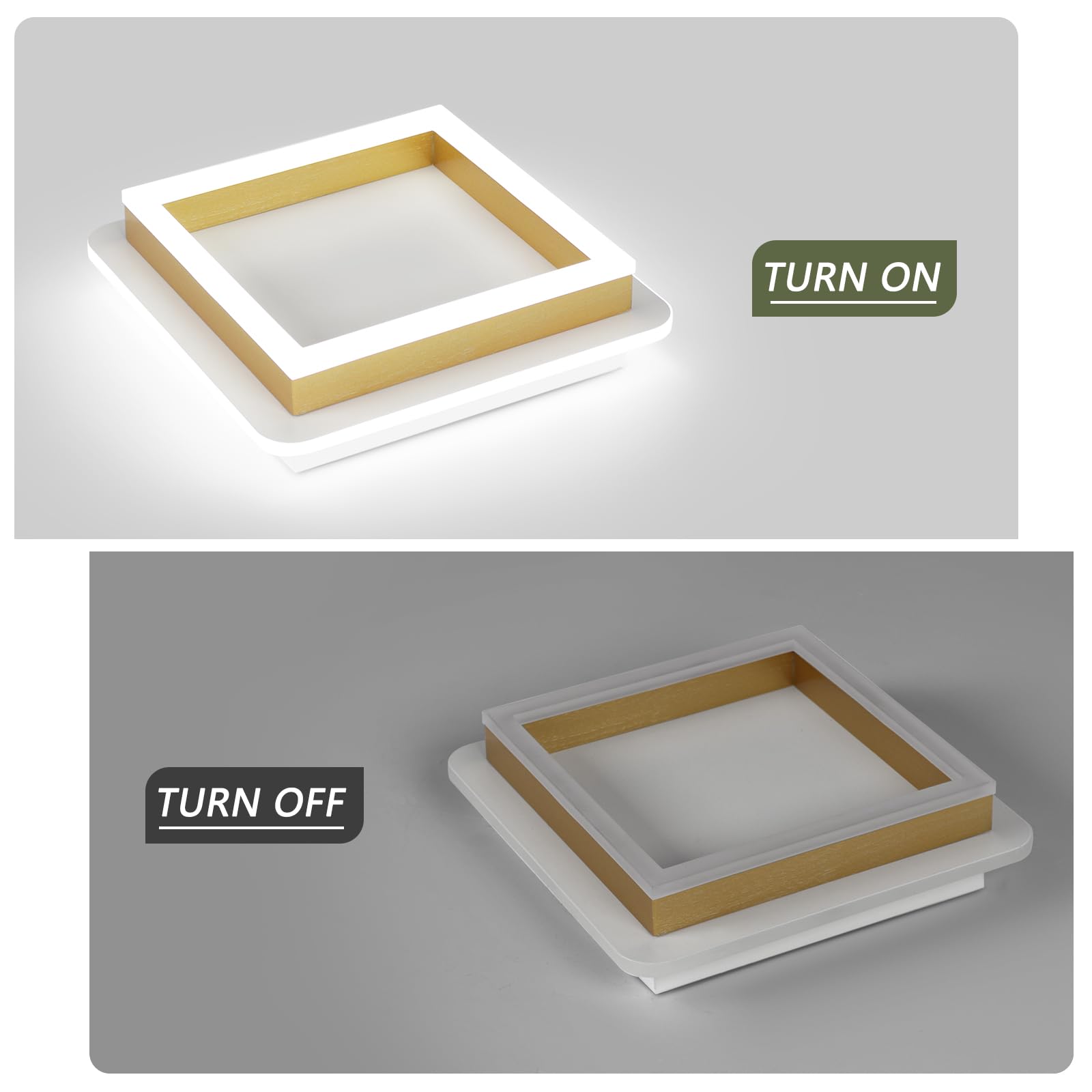 CANEOE LED Ceiling Light Fixture, 6000K Modern Flush Mount, 2 Packs, Gold, Aluminum, Model GD-2CFXBK-C-US-2P