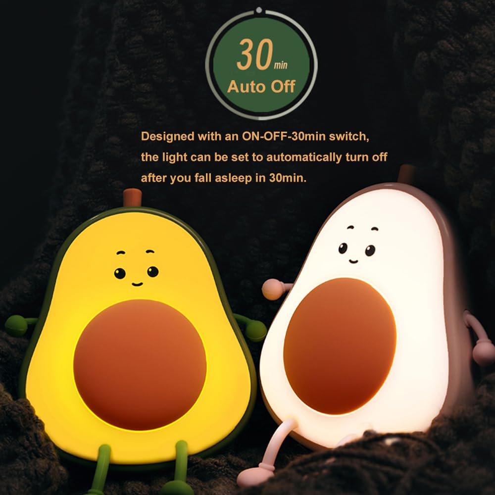 ipalmay Avocado Night Light USB Rechargeable Lamp 3 Brightness Levels Pink Model PM107 for Kids Bedroom Nursery