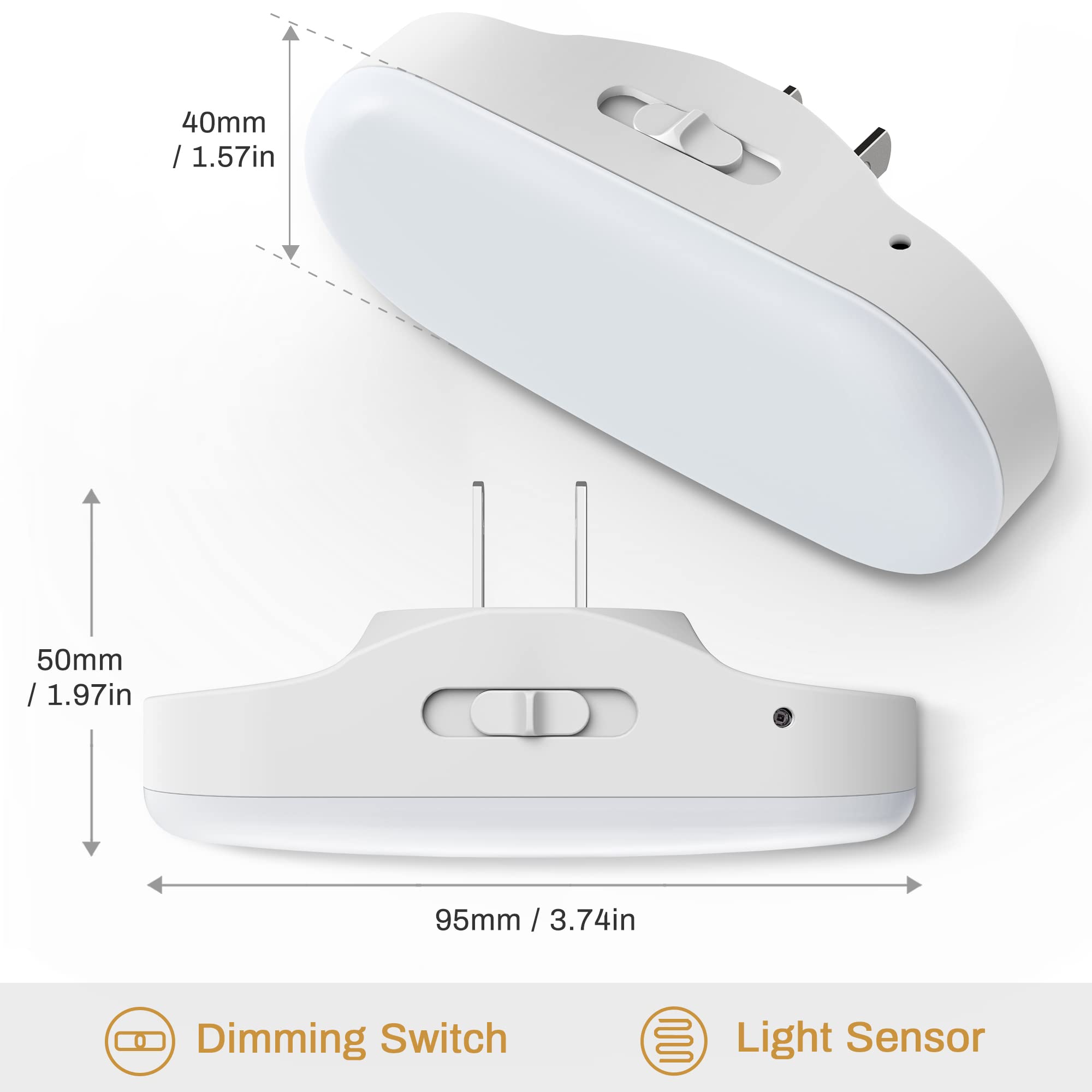 Doresshop Night Light, Night Lights Plug Into Wall, [2 Pack] 1W 3000K Led Night Light With Dusk To Dawn Sensor, Dimmable Night Light From 0Lm To 100Lm For Bathroom Hallway Bedroom Kids Room Stairway