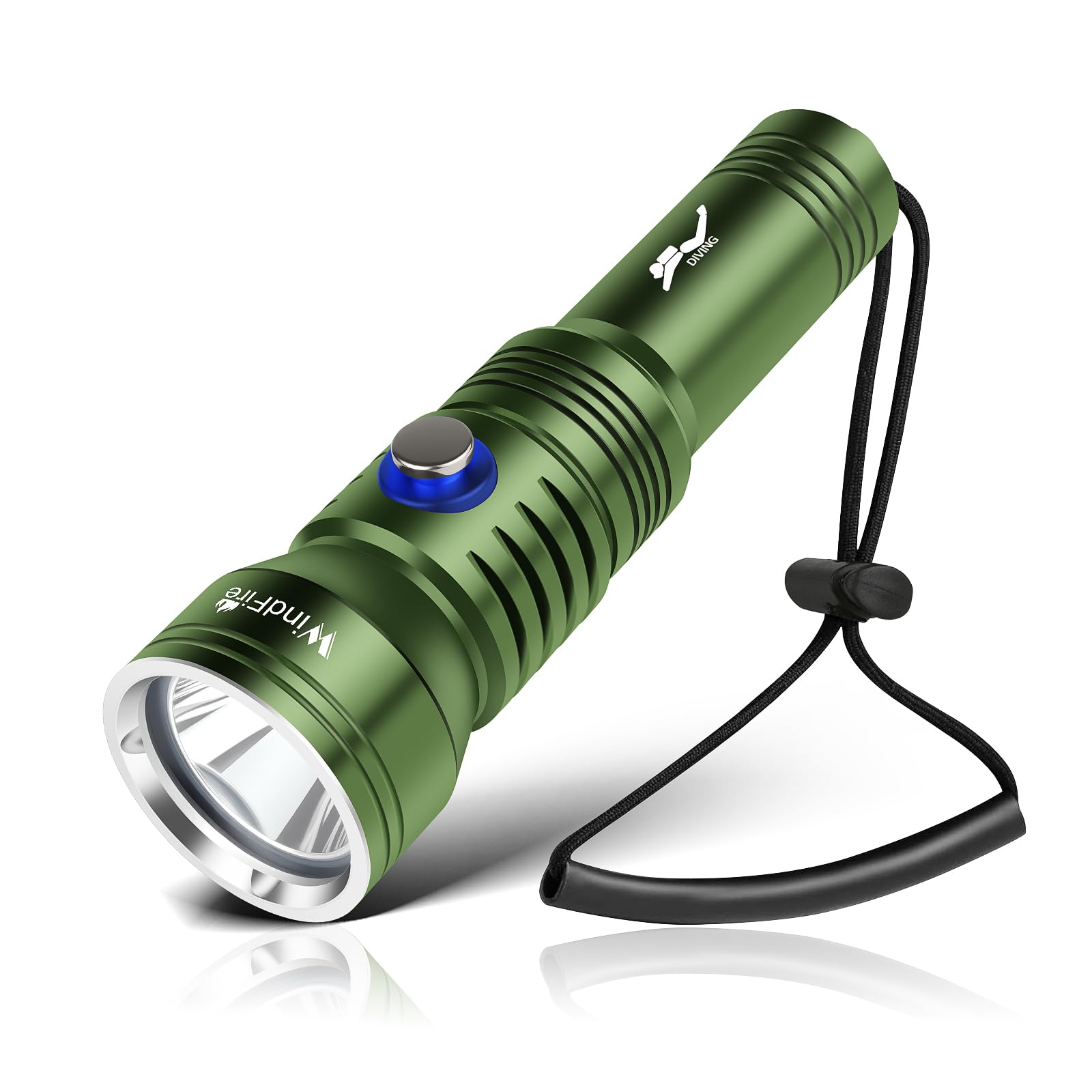 WINDFIRE Dive Light Scuba Diving Flashlight, IPX8 Waterproof 210 Feet Underwater Flashlight with Power Indicator & 4 Modes, Alum