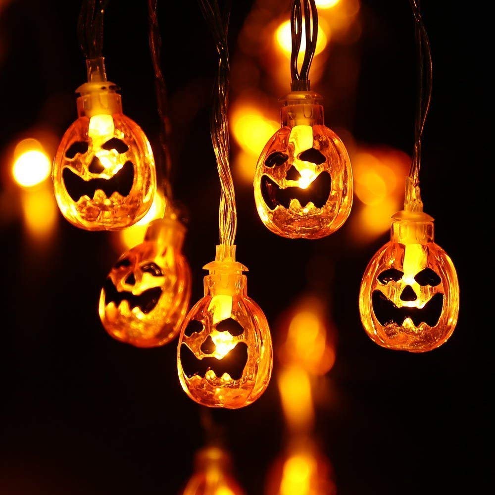 Toodour Halloween Pumpkin Lights - 15ft 30 LED Battery Operated Halloween Decorations String Lights for Indoor Outdoor Home Pati