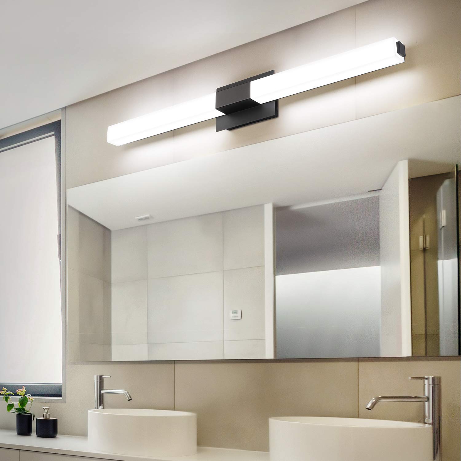 ZUZITO Black Modern Bathroom Light Fixtures 39.4 inch LED Vanity Lights Bar Matte Black Metal Not Dimmable Model 4