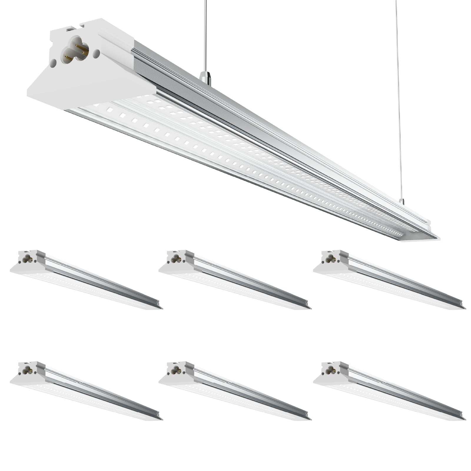 Linkable LED Shop Lights 4FT - 6 Pack 50W Hanging 7000LM Bright Led Shop Light, 6500K Daylight White Linkable 4FT Led Shop Light