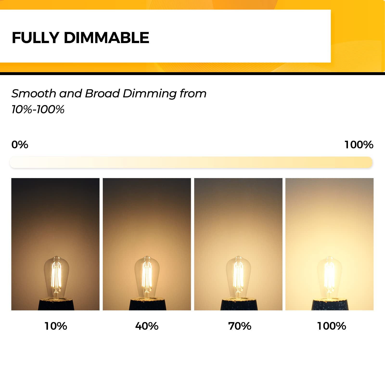 Hizashi Edison Bulbs 40W LED Dimmable ST58 Vintage Light Bulbs 12 Pack Warm White 2700K E26 Base UL Listed