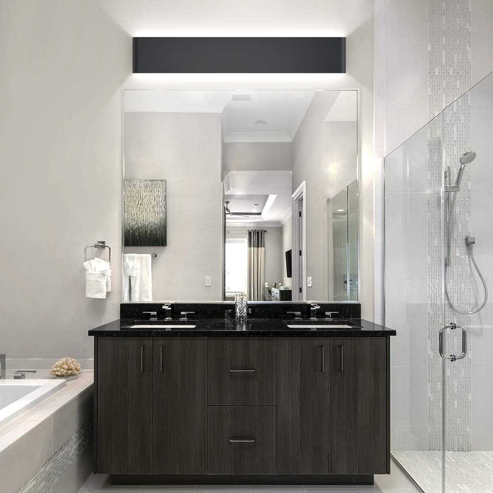 Aipsun 32.6" LED Black Vanity Light Fixture - Modern Up/Down Bathroom Lighting in White Light, Aluminum Construction