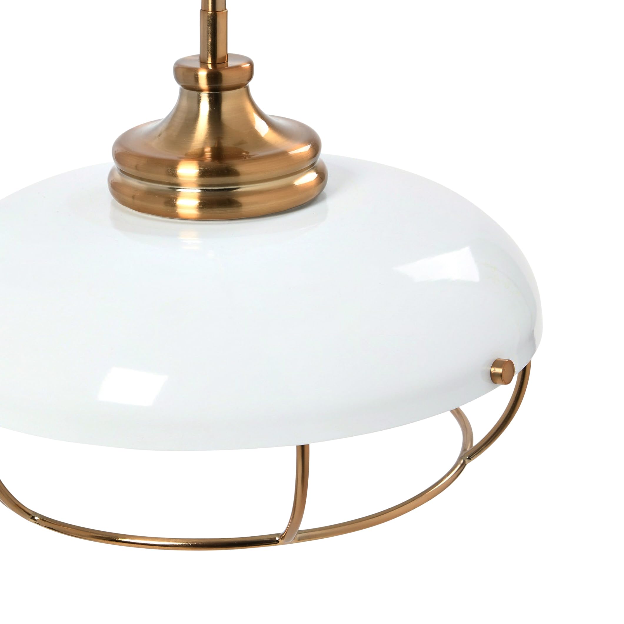 Robert Stevenson Lighting Presley - Caged Dome Metal Ceiling Light, Brushed Brass And White