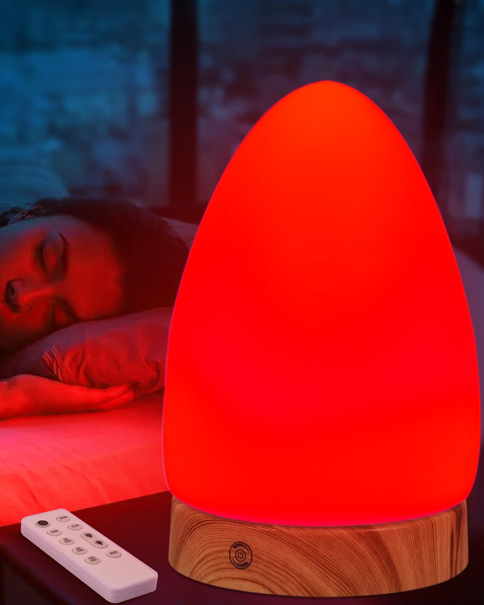 Red Light Night Light Lamp For Sleep, Red Nightlight Desk Lamp With 670Nm Wavelength Multi-Color And Brightness Options Remote C