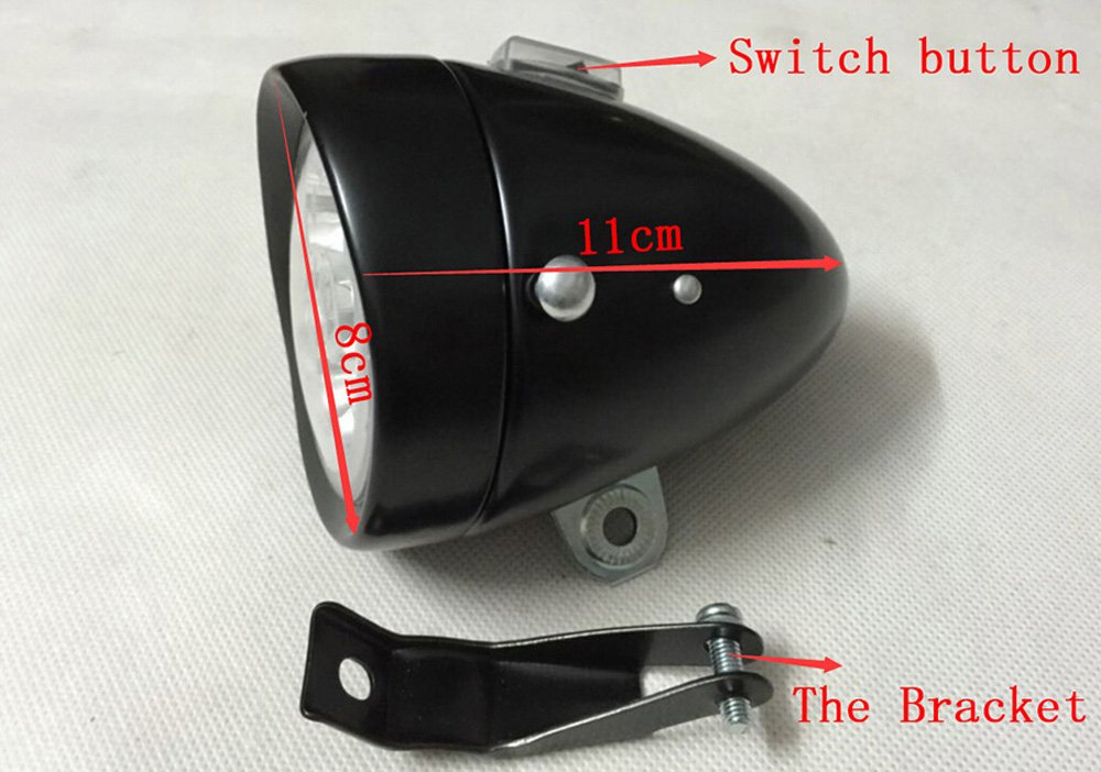 Goodkssop Black Bright 6 Led Metal Shell Front Light For Bicycle Headlight Retro Bike Head Lamp Classical Vintage Night Riding Safety Cycling Fog Light Headlamp With Bracket