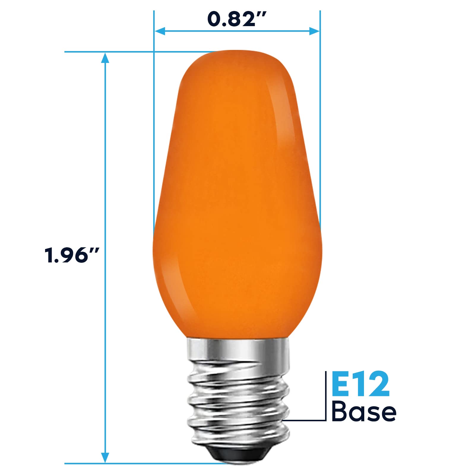 LUXRITE C7 LED Orange Replacement Light Bulbs, 12 Count, Shatterproof, E12 Base, Indoor Outdoor, Model LR21756