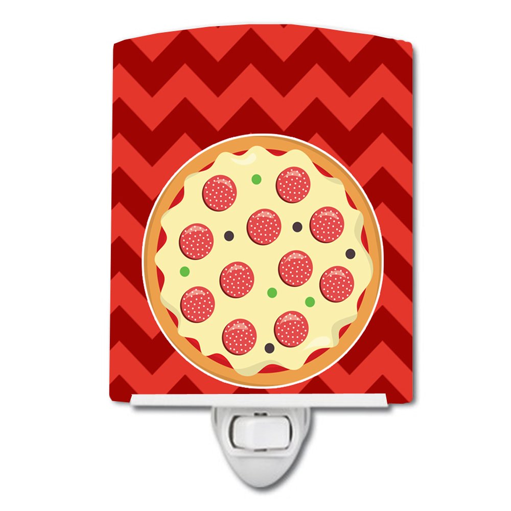 Carolines Treasures BB7058CNL Large Pizza Ceramic Night Light Compact, ULCertified, Ideal for Bedroom, Bathroom, Nursery, Hall