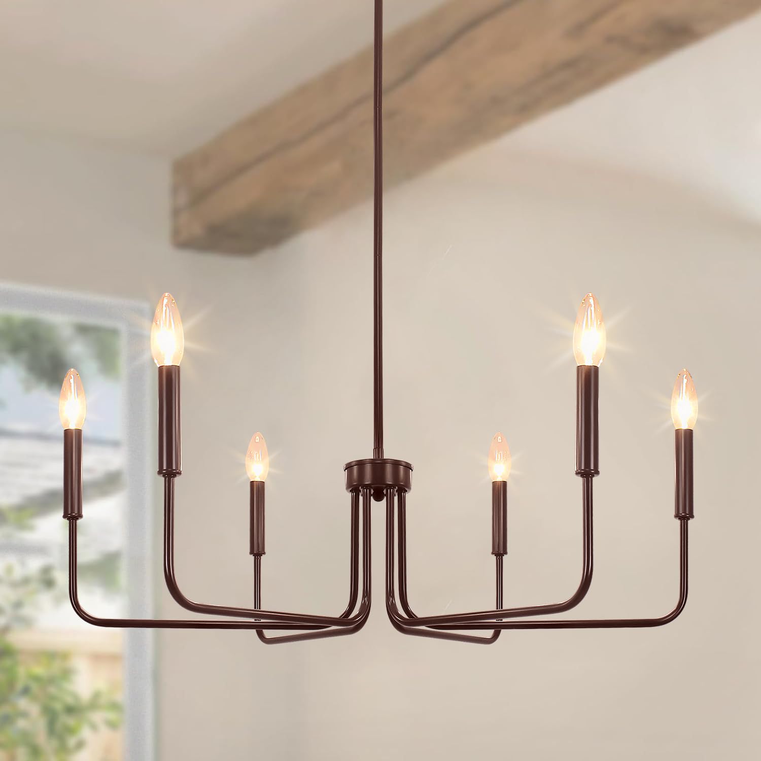 Rviezza 6-Light Farmhouse Chandeliers for Dining Room Lighting Fixtures Hanging, Oil Rubbed Bronze Candle Chandelier Rustic Indu