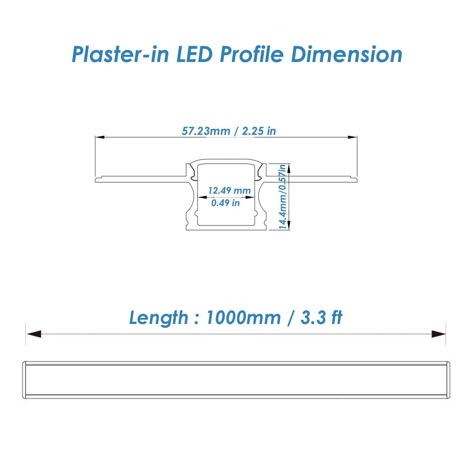 Besseto 20 Pack Plaster LED Aluminum Channel 6.6FT/2M, Silver Drywall LED Diffuser Profile for Wall & Ceiling Lighting