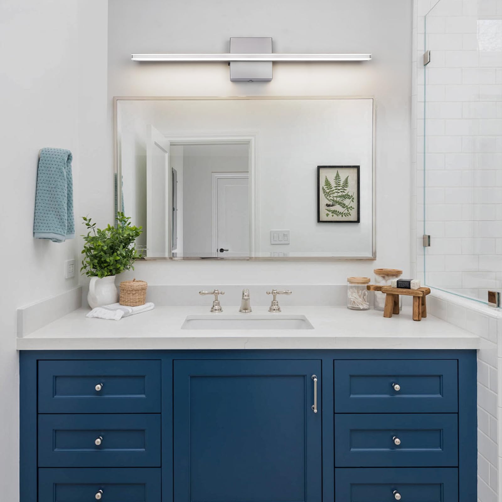 BRIVOLART LED Vanity Light Fixture 18W Dimmable 5CCT 23.6 Inch Brushed Nickel Model 6420 Acrylic Over Mirror Bathroom Lighting