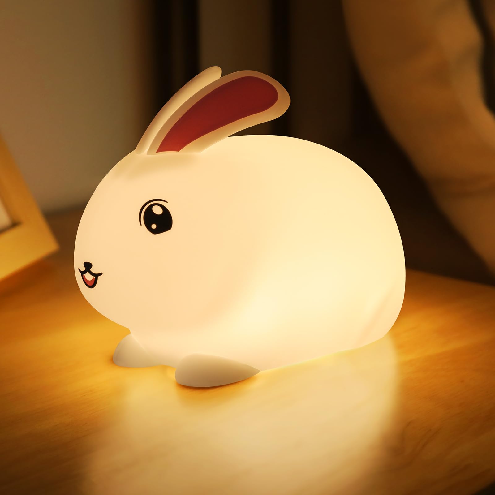 SALUOKE Baby Night Light 7-Color: Soft Silicone Nursery Light for Kids Room Decor with Portable Rechargeable Cute NightLamp Anim