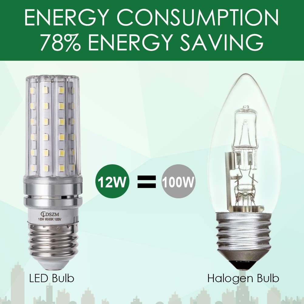 LDSZM LED Corn Light Bulb 12W E26 Base 6000K Cool White 1200 Lumen Pack of 4