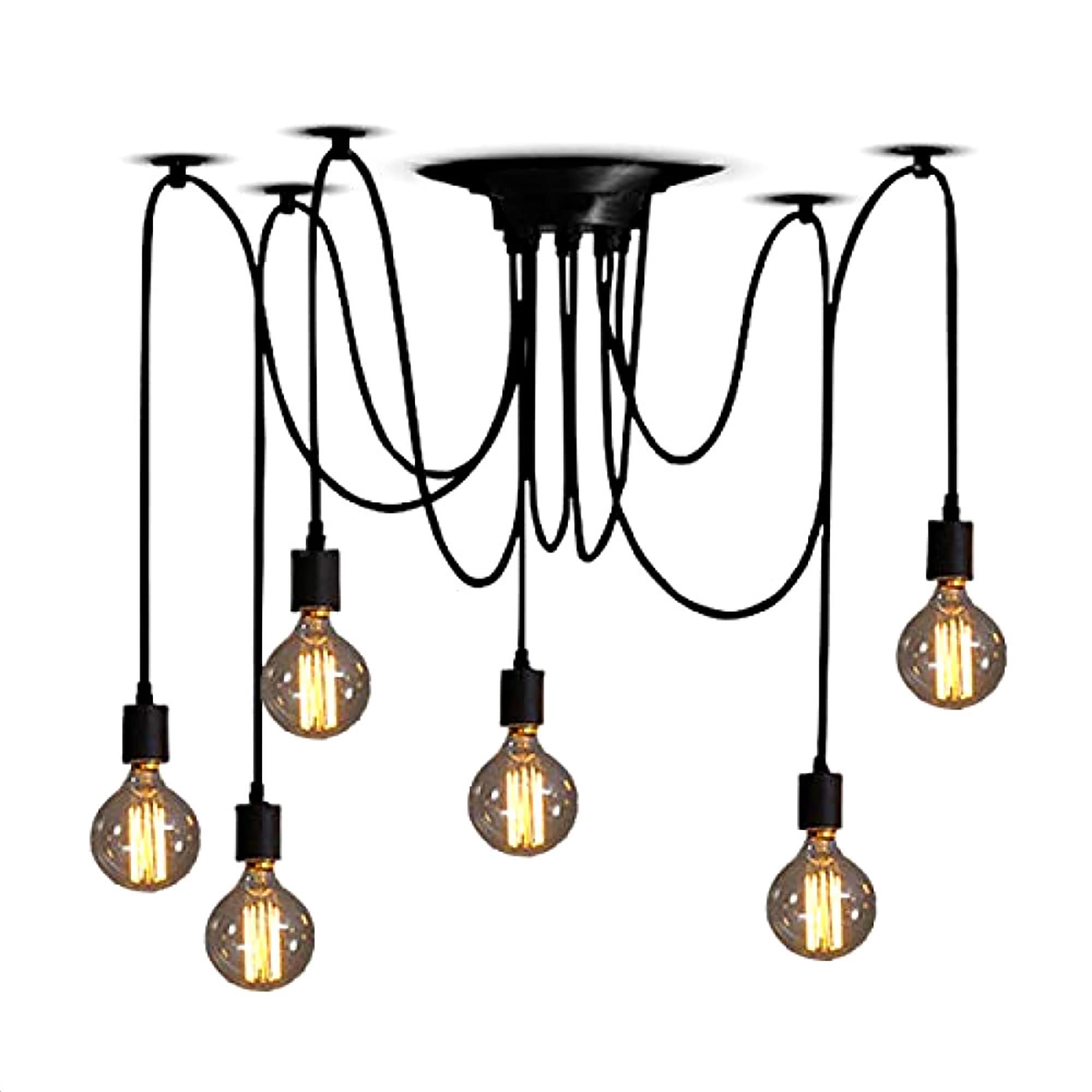 Lonruis Spider Light Chandelier Spider Pendant Light Fixture Edison Chandelier 6 arms Vintage Industrial Steampunk Hanging Ceili
