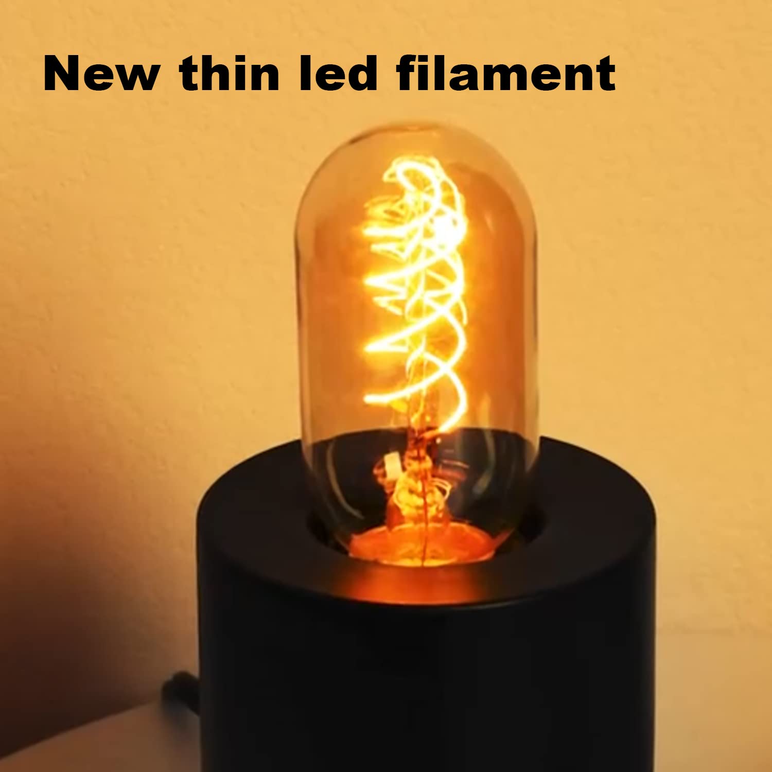 Vintage Led Spiral Filament Bulb T14, E26 Base, 4W Equivalent, 40W Warm White, 2200K, Dimmable, Ac120V, 400Lm, Amber Glass, Pack