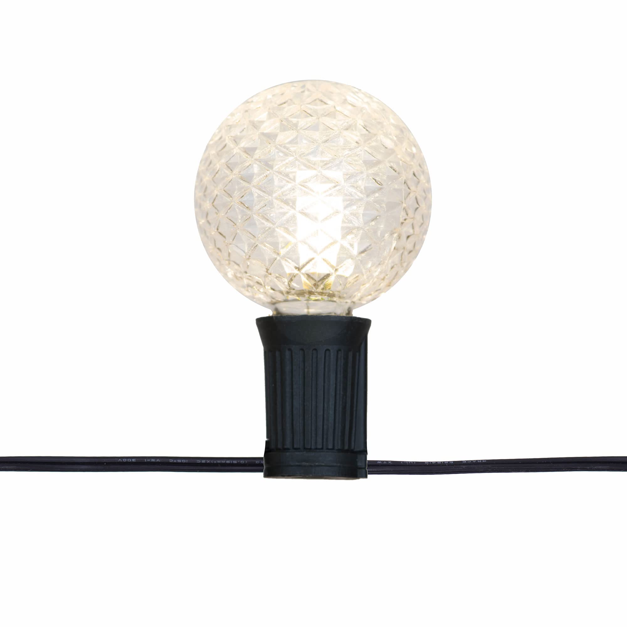 Vickerman 15 Warm White Low Voltage G50 Faceted LED Light Set, 20' Christmas Light Strand