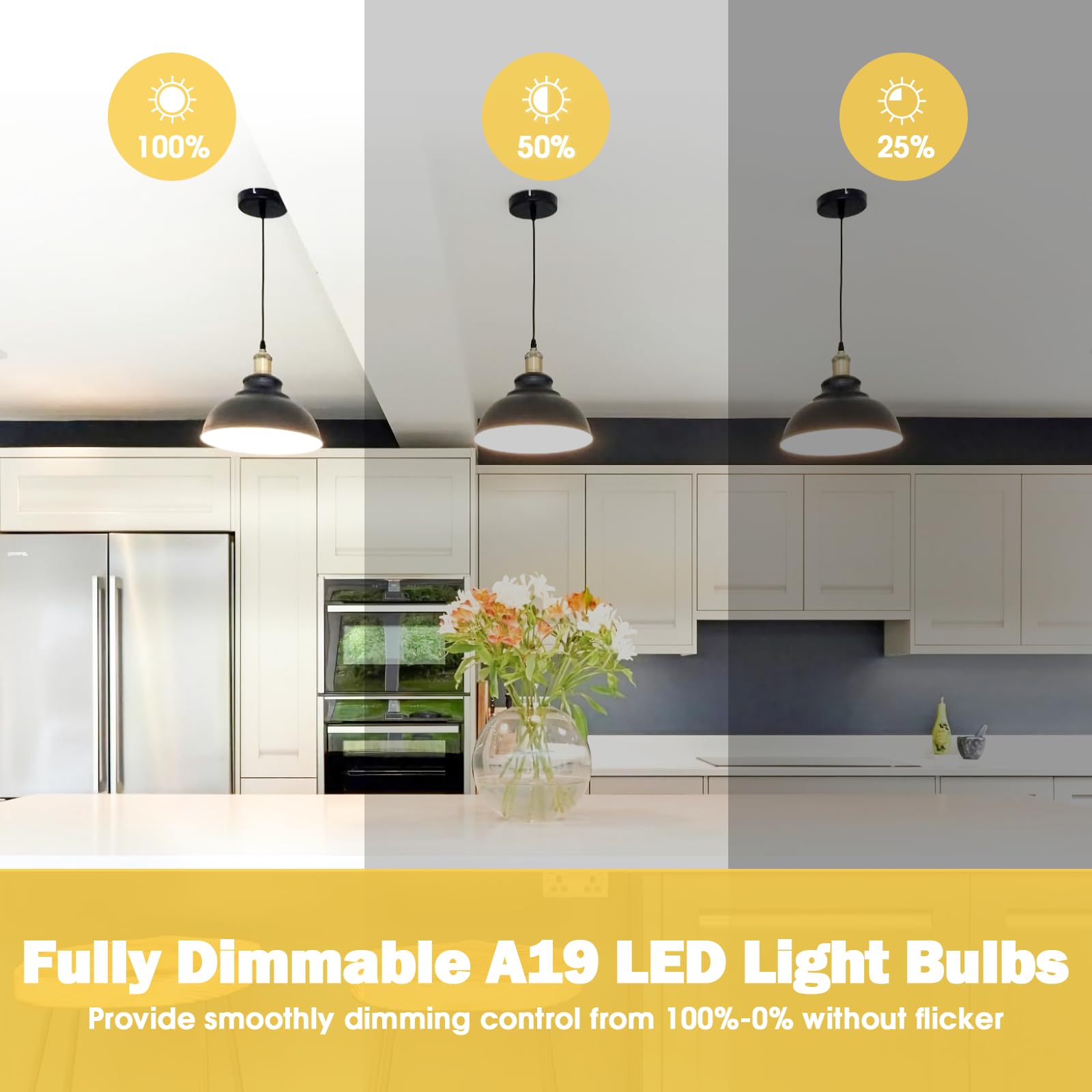 Maylaywood A19 Led Light Bulb, 60 Watt Equivalent Led Bulbs, 3000K Soft White, 900Lm, E26 Base, Dimmable, 9W Bright White, 4-Pack