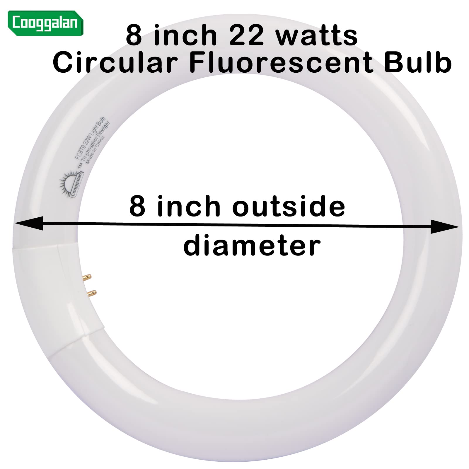 Cooggalan 8 Inch T9 22 Watts Round Light Bulbs Fc8T9/Dx Circular Fluorescent Light Bulb, Fc8T9/Dl 22W Circline Bulb, Daylight 64
