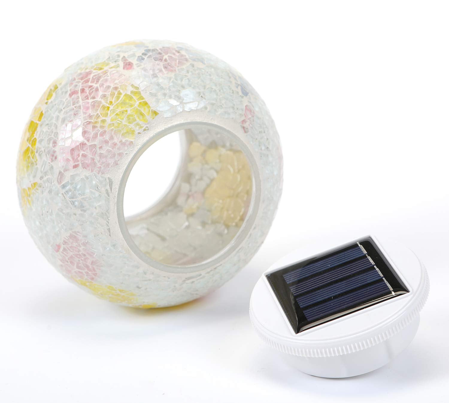 Wsgift Solar Color Changing Glass Mosaic Ball Lights - Waterproof Outdoor Table Lamps