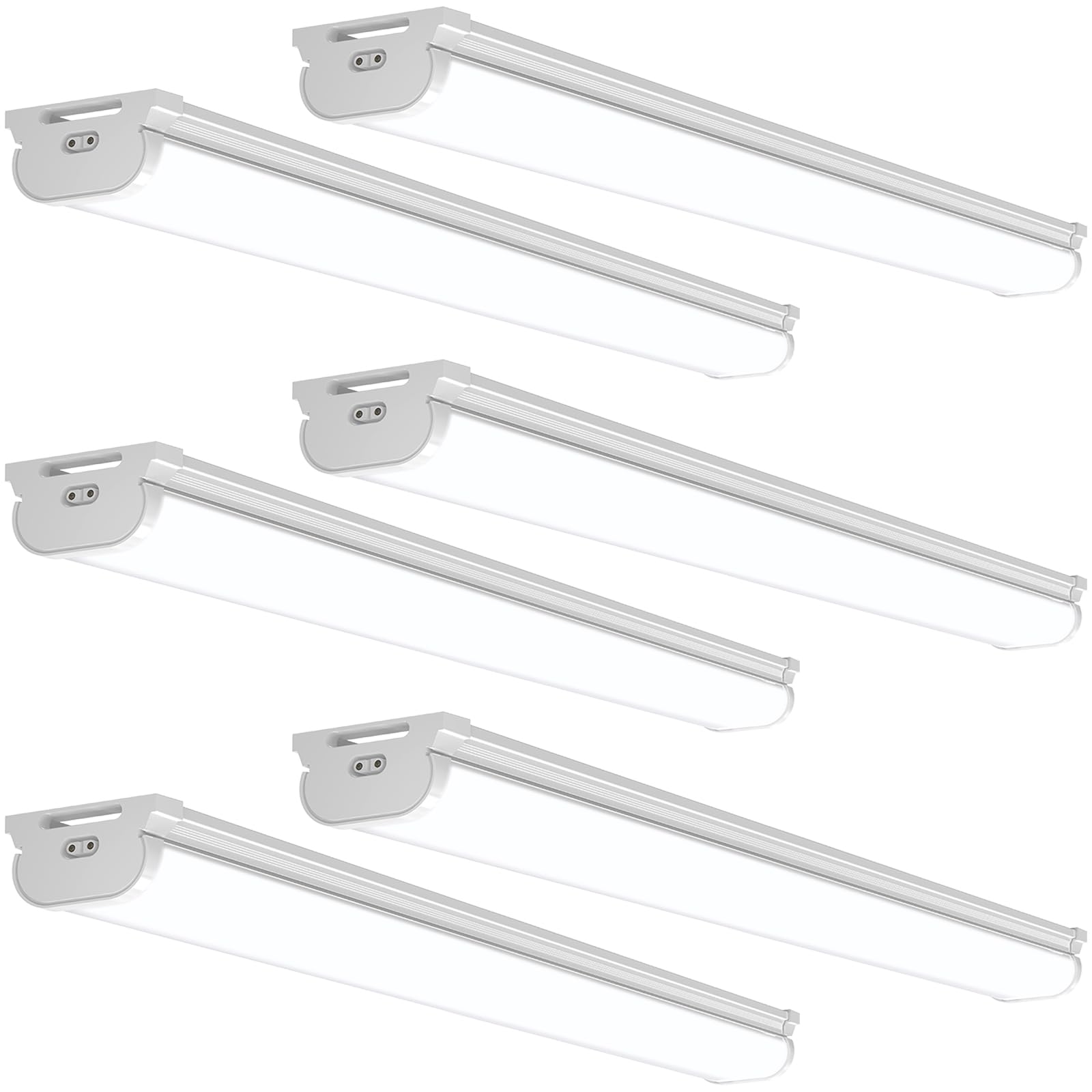 Barrina LED Shop Lights 4FT  6500K Super Bright White  45W  5000LM  Hidden Wiring  Linkable 4FT Light Fixture Cord with ON/Off  Frosted Cover  LED Ceiling Light for Workshop  Garage  Kitchen  6 Packs
