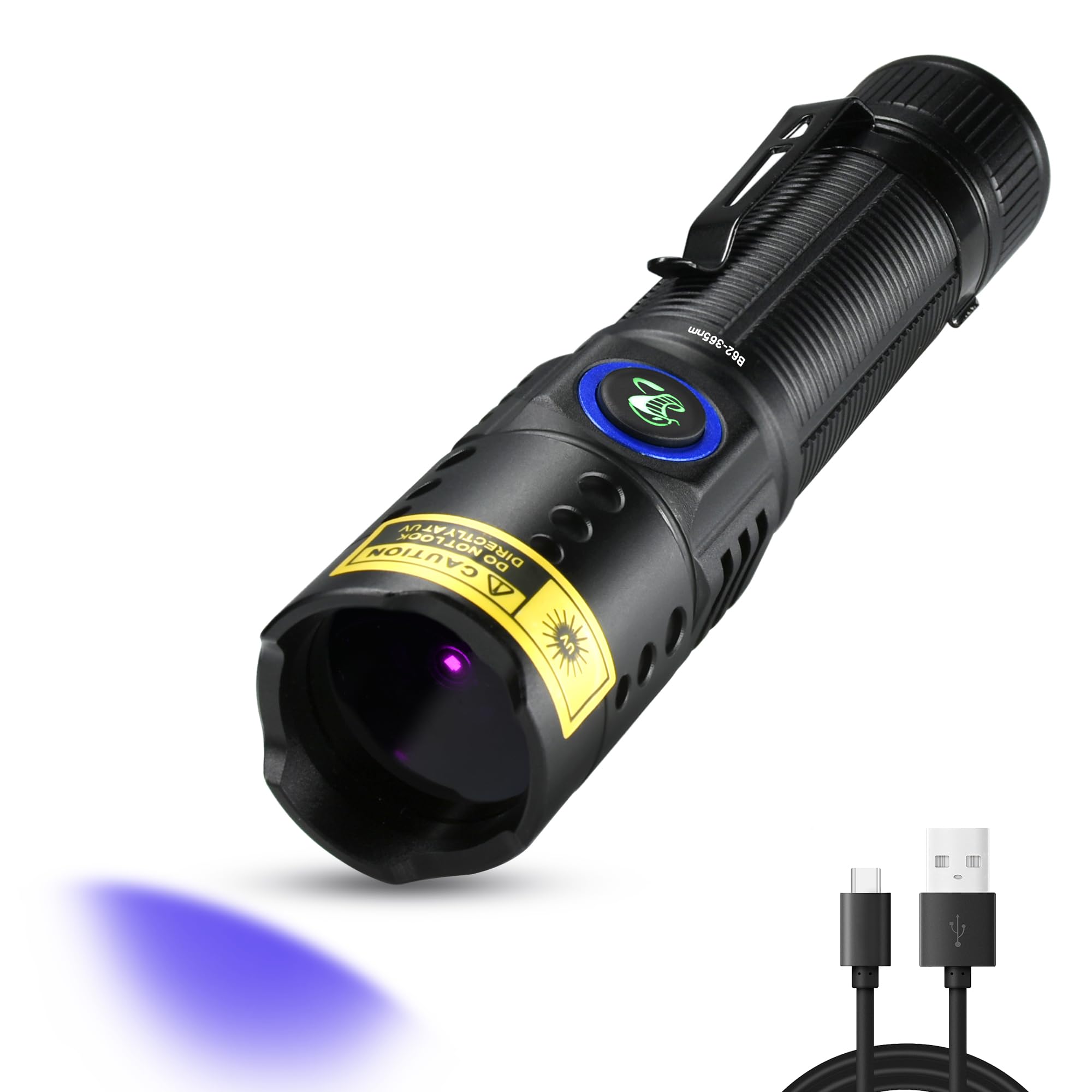 DARKBEAM 365nm UV Flashlight Black Light with Filter, Powerful Blacklight USB-C Rechargeable LED Mini, Woods Lamp Water Resistan
