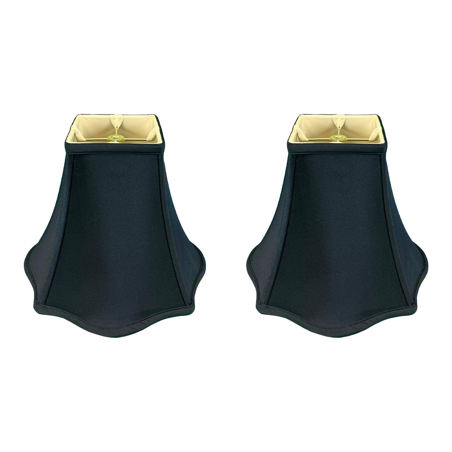 Royal Designs, Inc. Flare Bottom Square Bell Lamp Shade, Silk Blend, 5 x 12 x 9.25, Black, Model BS-702-12BLK-2, Set
