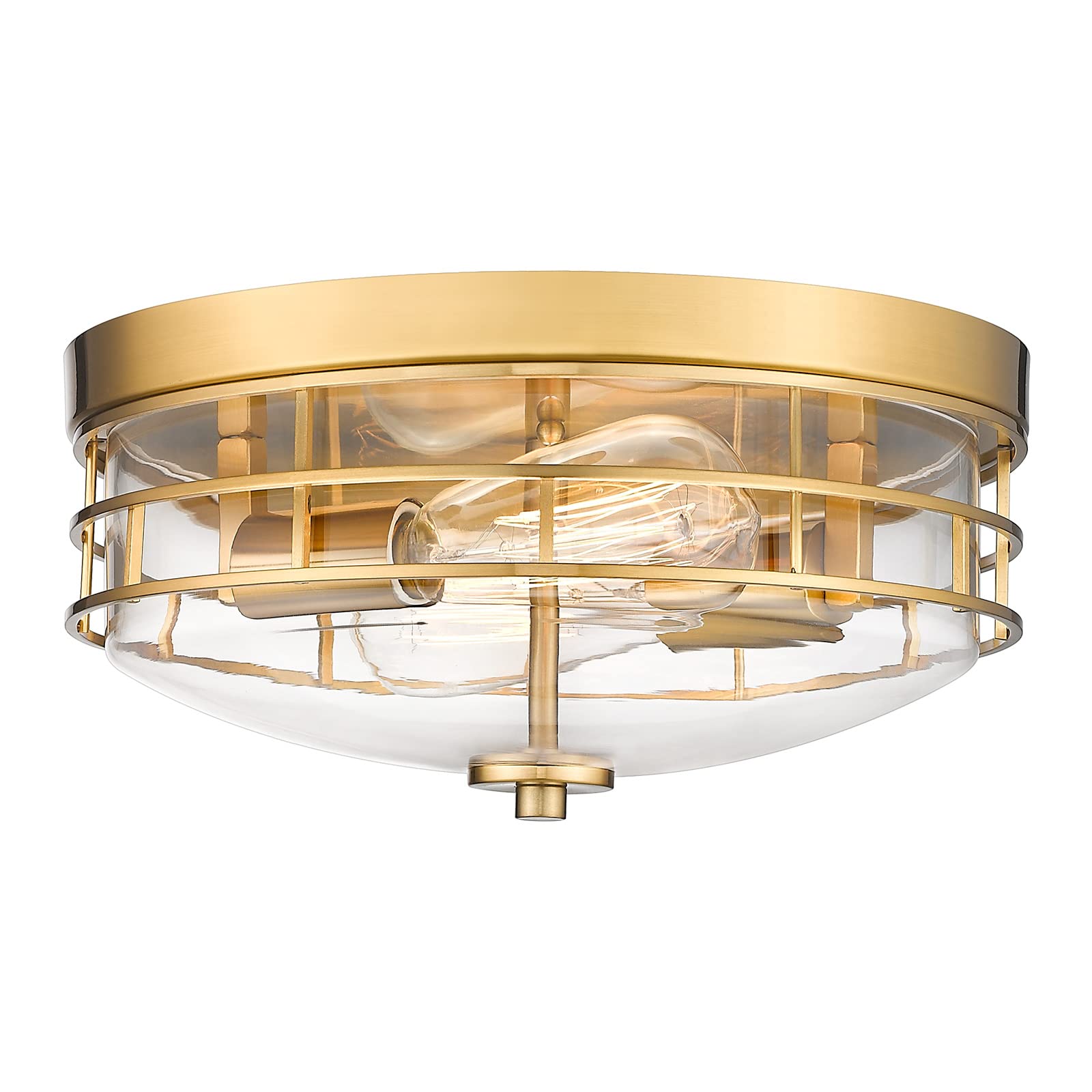 FEMILA Flush Mount Ceiling Light Fixture, 13 Modern Farmhouse Ceiling Light with Clear Glass and Brushed Gold Finish for Entrywa