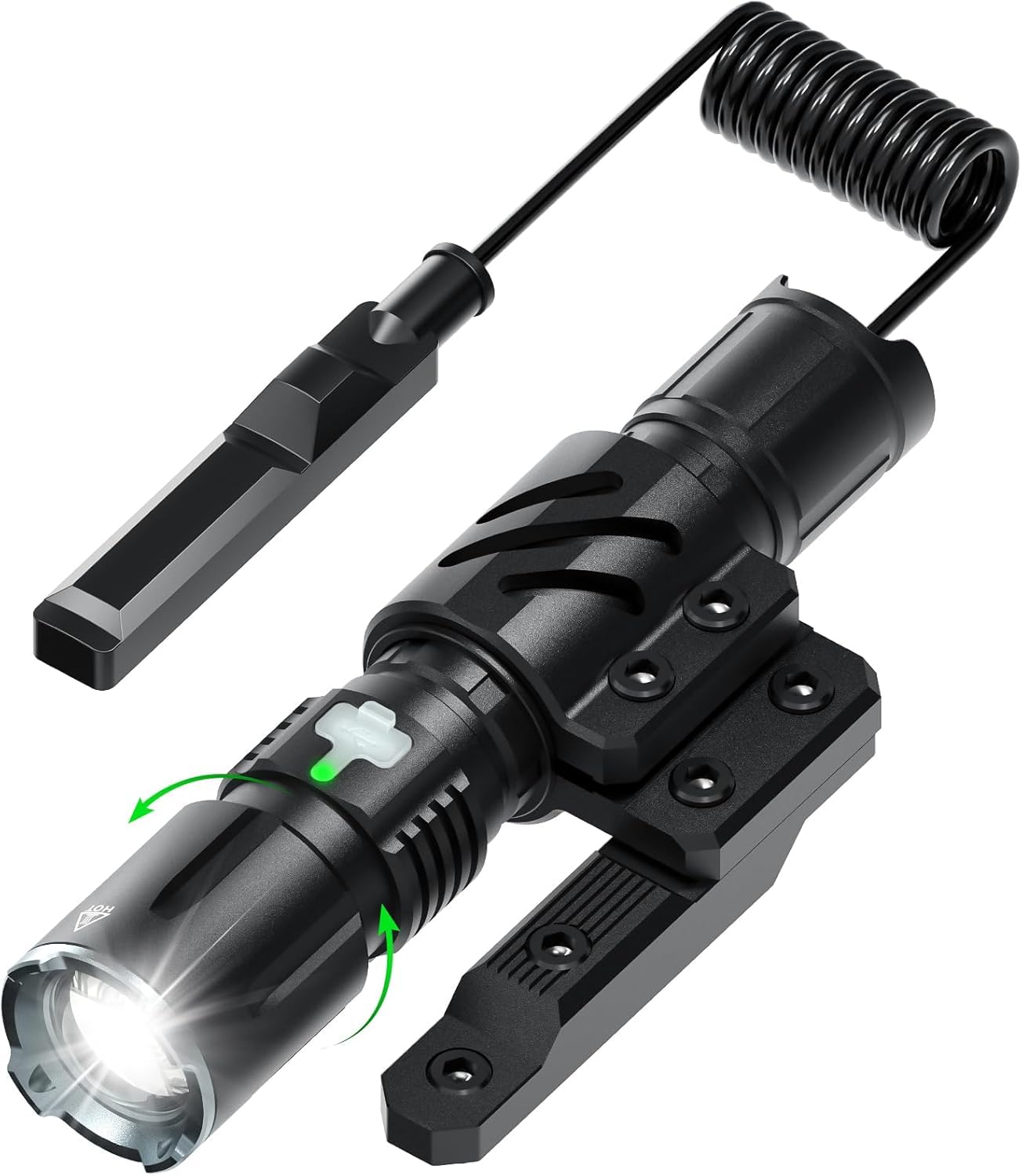 Feyachi Tactical Flashlight 1200 Lumens 11000Candela Sporting Equipment Light with Mlock Offset Mount & Pressure Switch 200m Beam 4H Runtime IP65 Waterproof & Shockproof AR Flashlight (Nickel  M Lock Mounted)